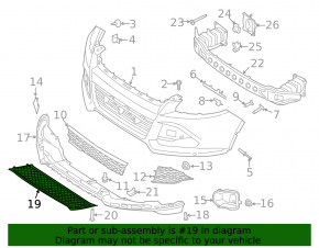 Накладка губы переднего бампера Ford Escape MK3 13-16 дорест, порвана