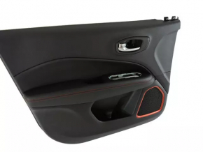 Carton pentru uși față stânga Jeep Compass 17-21 piele neagră cu cusături roșii, Trailhawk