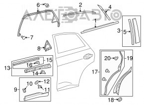 Накладка двери задняя внутренняя задняя правая Lexus RX350 RX450h 10-15 без уплотнителя