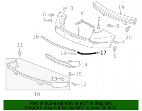 Bandă bară spate stânga Acura MDX 22-26 cromată