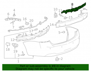 Крепление заднего бампера верхнее центральное Chevrolet Impala 14-20