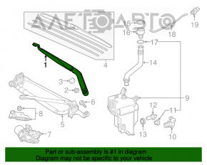 Поводок дворника левый Toyota Highlander 14-19