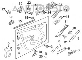Обшивка двери карточка передняя левая VW Tiguan 09-17 беж с беж вставкой кожа, подлокотник кожа