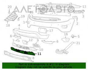 Нижняя решетка переднего бампера Jeep Grand Cherokee WK2 17-22 закрытая, под радар