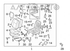 Ventilator pentru spătar, față stânga Lexus GS350 GS460 GS450h 07-11 piele neagră, cu suport