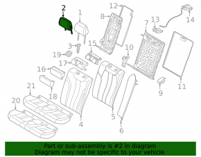 Подголовник 2 ряда центральный BMW 5 G30 21-23 кожа Sensatec, черная schwarz