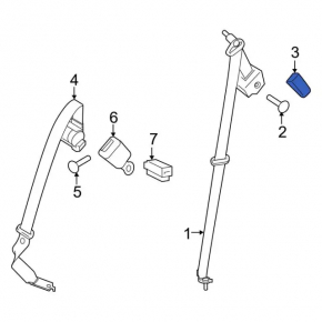 Capac centură de siguranță stâlp stânga spate, gri, Ford Edge 15-24