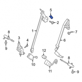 Capac centură de siguranță stâlp stânga spate, gri, Ford Edge 15-24
