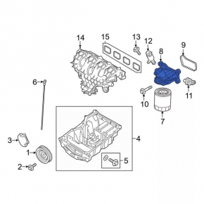 Корпус масляного фильтра Ford Edge 19-24 2.0T с датчиком