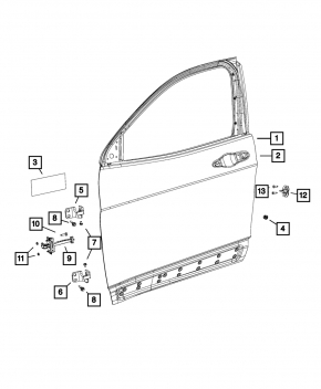 Дверь голая передняя правая Jeep Cherokee KL 14-23