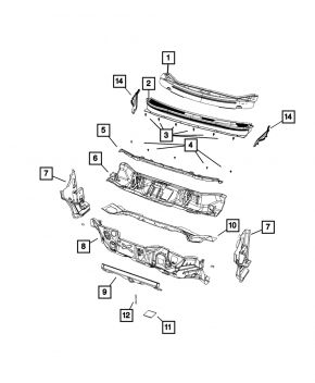 Поддон дворников металл Jeep Cherokee KL 14-23