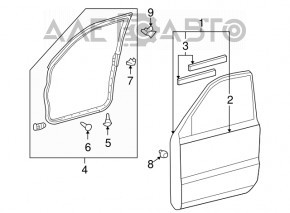 Уплотнитель двери передней левой Lexus RX300 RX330 RX350 RX400h 04-08