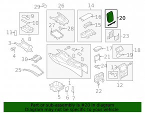 Подлокотник Audi A4 B8 08-12 дорест, кожа, серый, с каркасом, порез
