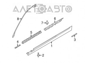 Garnitură ușă stânga față BMW 5 F10 11-16 superioară