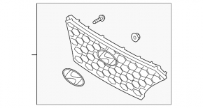 Grilă radiator Hyundai Santa FE 19-20 cu insignă, neagră pentru cameră
