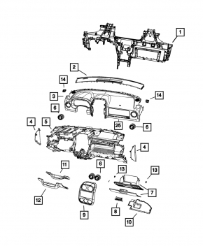 Торпедо передняя панель с AIRBAG Jeep Patriot 11-17 черный