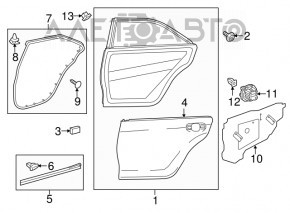 Ansamblu ușă spate dreapta Toyota Camry v55 15-17 SUA, negru 218