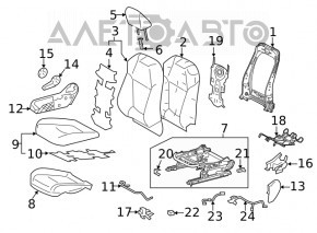 Пассажирское сидение Toyota Venza 21-24 без airbag, кожа, серое, повреждение водой, без управления и моторчиков, на з/ч
