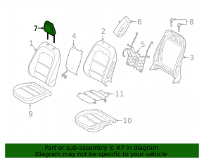 Подголовник передний правый Ford Escape MK4 23-26 ткань черная, белая строчка