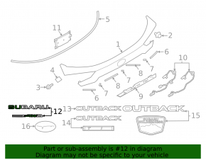 Эмблема AWD двери багажника Subaru Outback 20-23