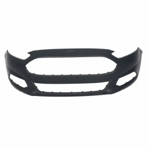 Bara față, nefinisată, Ford Fusion mk5 13-16, fără senzori de parcare, albă, îndoită, crăpată, elemente de fixare rupte, zgârieturi, vopsită