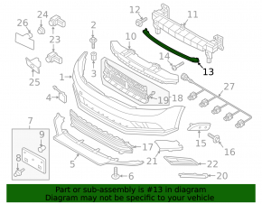 Усилитель переднего бампера планка нижний VW Jetta 15-18 USA