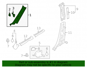 Накладка передней стойки левая Mazda CX-9 16-23 черн
