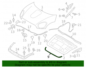 Уплотнитель капота центральный Mini Cooper Countryman R60 10-16