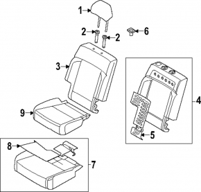 Spătar banchetă spate, rândul 2, dreapta, Hyundai Santa Fe 2024-2026, cu airbag, piele gri, perforată, electrică, cu cadru superior, curățabil chimic