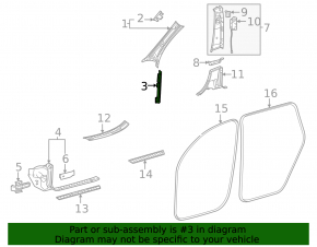 Ornamente montanți față Mercedes X167 GLS 450 20-26, gri închis, stânga