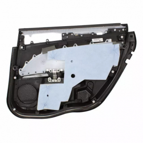 Обшивка двери карточка задняя левая Ford Fusion mk5 13-16 кожа,черн,черн вставка