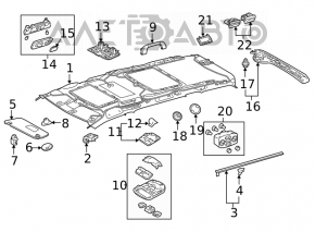 Козырек правый Toyota Sienna 11-14 бежевый, без крючка