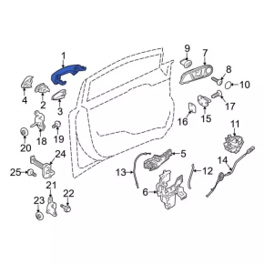 Ручка двери внешняя передняя правая Ford Fiesta 11-19 keyless