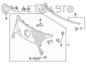 Решетка радиатора grill Lexus RX350 RX450H 13-15 рест F-sport