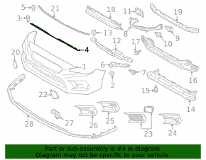 Уплотнитель капота на бампере Subaru WRX 15-21