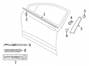 Эмблема надпись FUSION двери передней левой Ford Fusion mk5 13-20