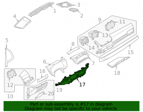 Накладка торпеды нижняя центральная Mitsubishi Outlander 22-26 черная