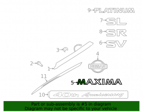 Эмблема надпись MAXIMA крышки багажника Nissan Maxima A36 16-23