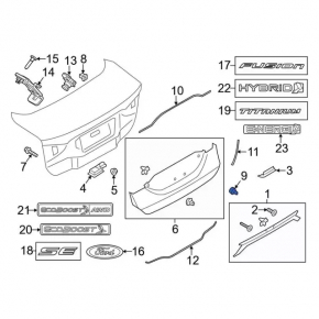 Отбойник крышки багажника левый Ford Fusion mk5 13-20 на кузове