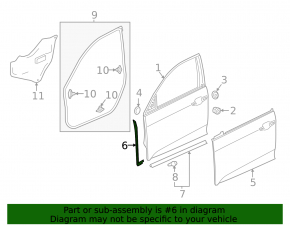 Уплотнитель двери передней правой Honda Civic X FC 16-21 4d передний