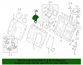 Подголовник 2 ряда центральный Lincoln MKZ 13-16 кожа черный