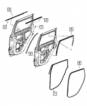 Ornamente geam ușă, centru spate dreapta, Jeep Grand Cherokee WK2 16-22, negru