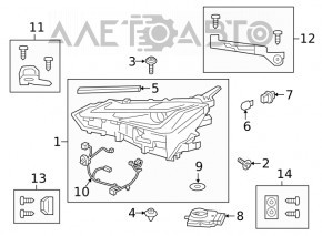 Ansamblu far stânga față pentru Lexus UX200 UX250h 19-20, nu este complet LED, proiectoare de ceață, ciobiri, zgârieturi