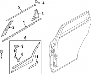 Ornament ușă spate stânga inferioară pentru Kia Sportage 23-26, structură cu bandaj gri, X-Line, X-Pro