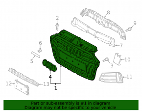 Крепление парктроника левого в решетке радиатора Audi A3 8V 15-16