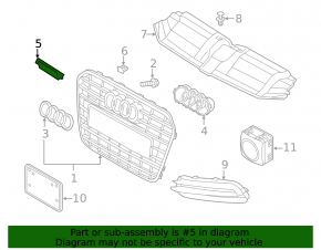 Emblema cu inscripția "quattro" de pe grila radiatorului Audi A6 C7 12-15 pre-restilizare