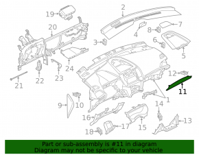 Молдинг передней панели Ford Edge 19-24 темно серый