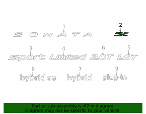Эмблема надпись SE крышки багажника Hyundai Sonata 18-19