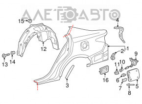 Aripa spate stânga Lexus ES300h ES350 13-18, neagră