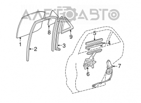 Уплотнитель стекла задний левый Lexus RX300 98-03